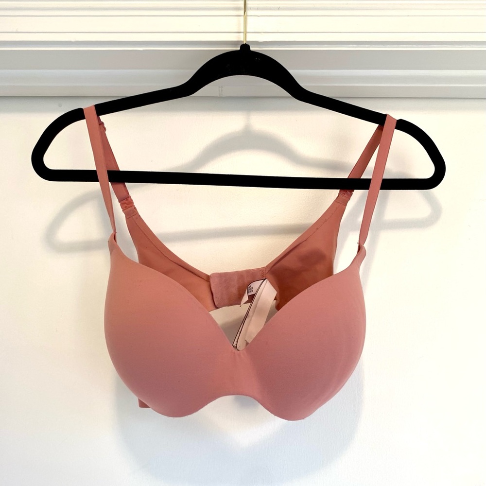 Victoria Secret Lined Demi Bra Women’s 34D Mauve Pink Neutral Cross Back